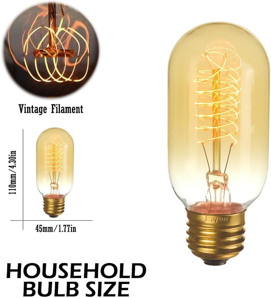 Edison Light Bulbs 40 Watt Dimmable T45 Vintage Warm Bulbs