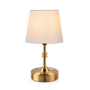 Small Cordless Lamp Dimmable-Battery Operated Table lamp, 4000mAh Rechargeable, Touch Bedside Lamp with White Fabric