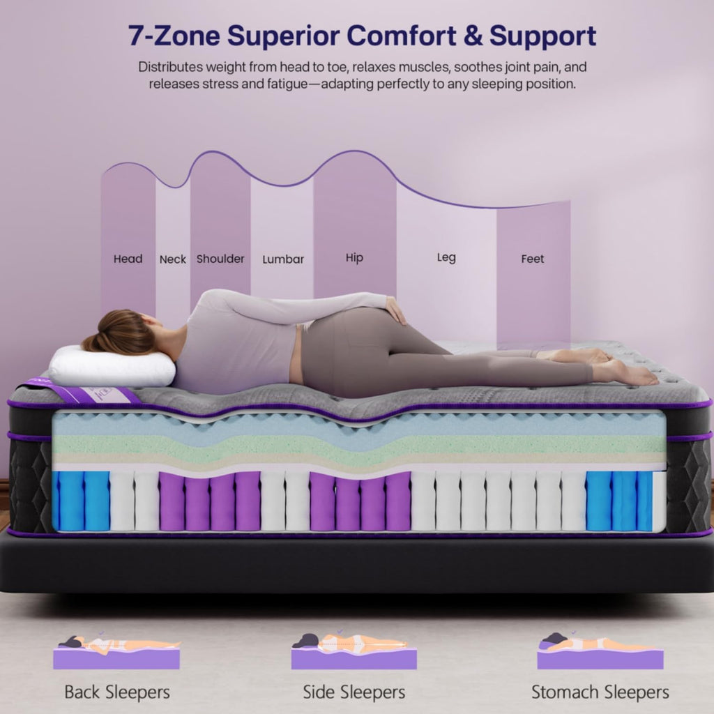 (Luxury Hotel) 16 Inch King Size Hybrid Mattress in a Box, Medium Firm | (2026 Upgraded) Mattress with Cooling-Gel