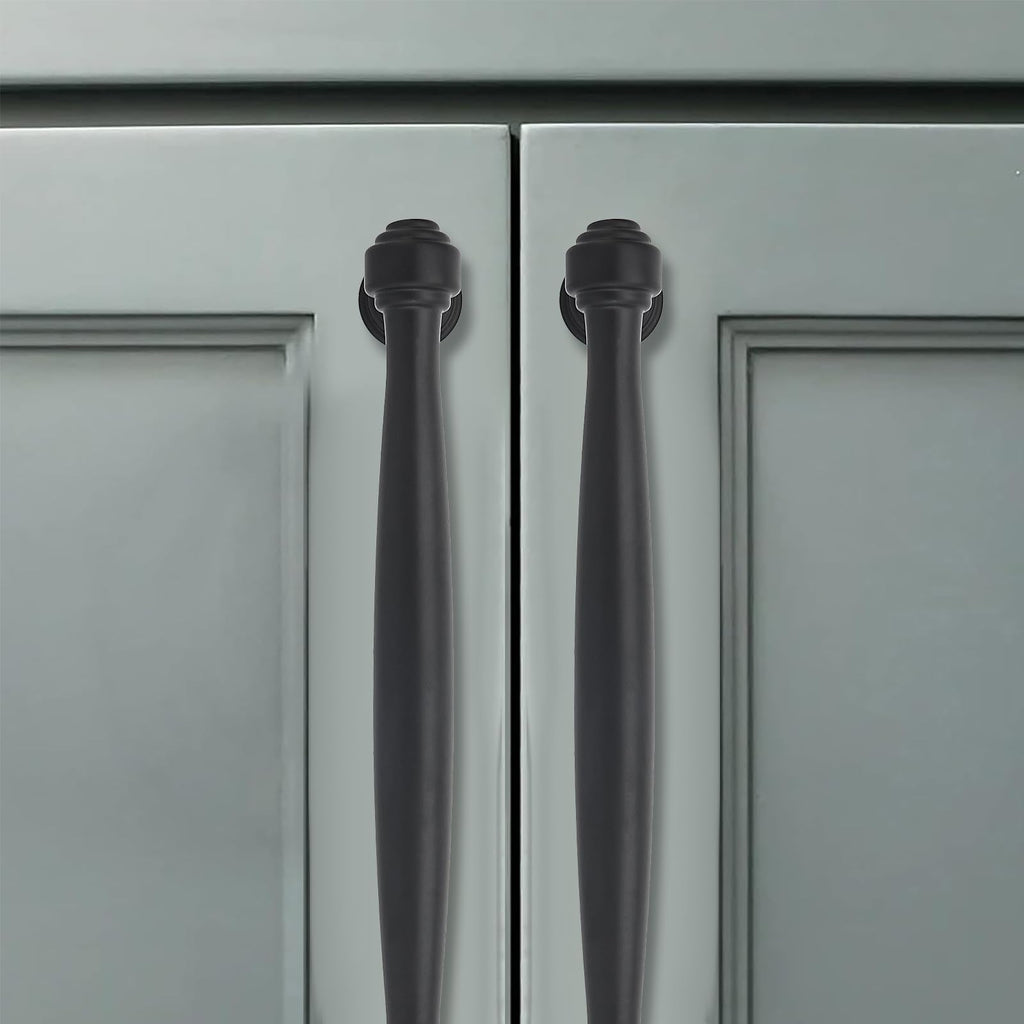 5 Pack 12inch(305mm) Center to Center Black Cabinet Pulls Handles for Cabinets Cupboard Solid Heavy Duty Matte Black