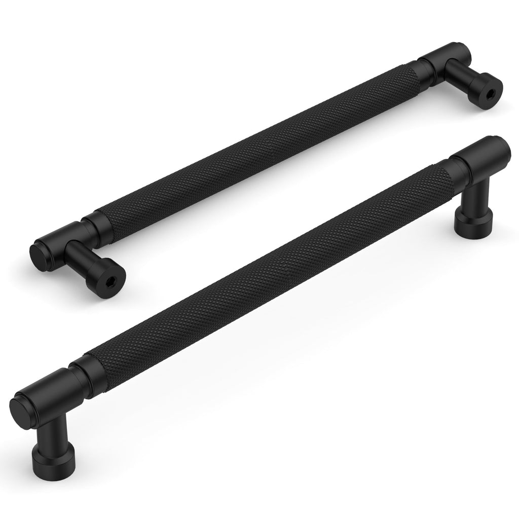 10 Pack Matte Black knurled Cabinet Pulls 12.6"