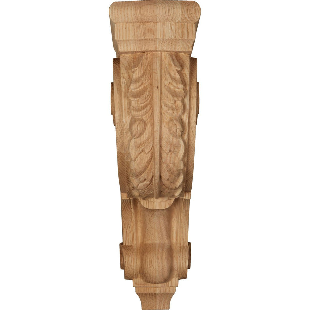 Medium Hudson Acanthus Wood Corbels, 3 1/2"W x 9"D x 12"H, Red Oak