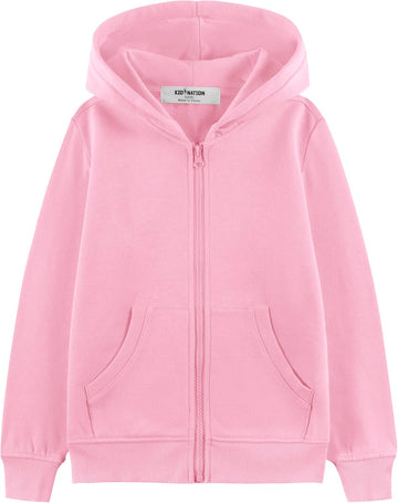 Fleece Kids Zip Up Hoodie Boys Girls Full Zip Hooded Sweatshirt