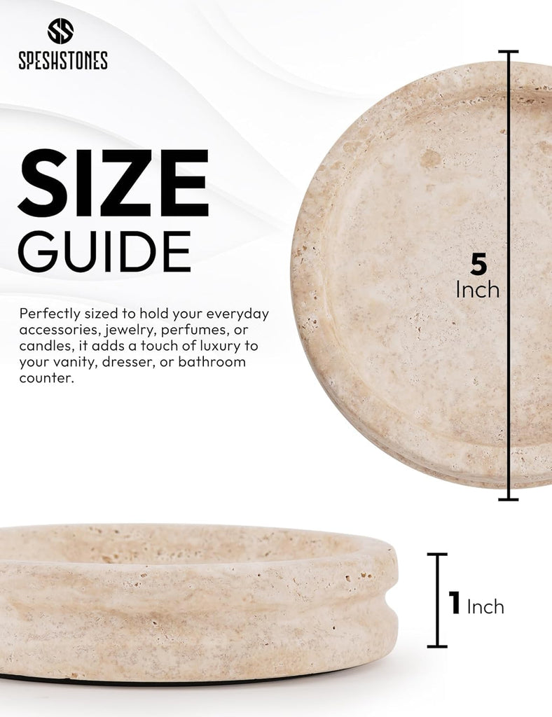 Marble Jewelry Dish, 5" Handmade Travertine Ring Tray