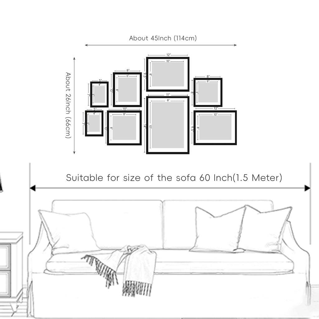 Gallery Wall Frame Set, 8 Pack Beige Picture Frames, Large