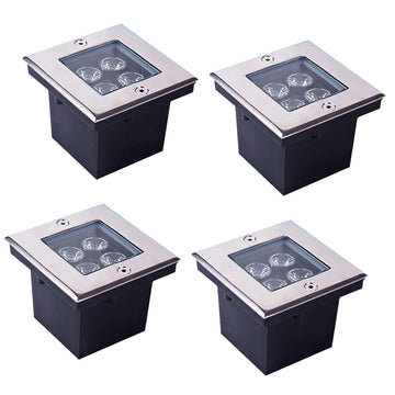 4PCS Square In-ground Lights - LED Landscape Lights, 4W Outdoor Recessed Spot Light, IP67 Waterproof Square