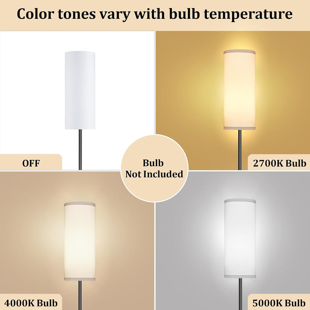 Modern Standing Lamp with Lampshade, Minimalist Tall Lamp with Foot Switch for Living, Bedroom, Kids Room, Office
