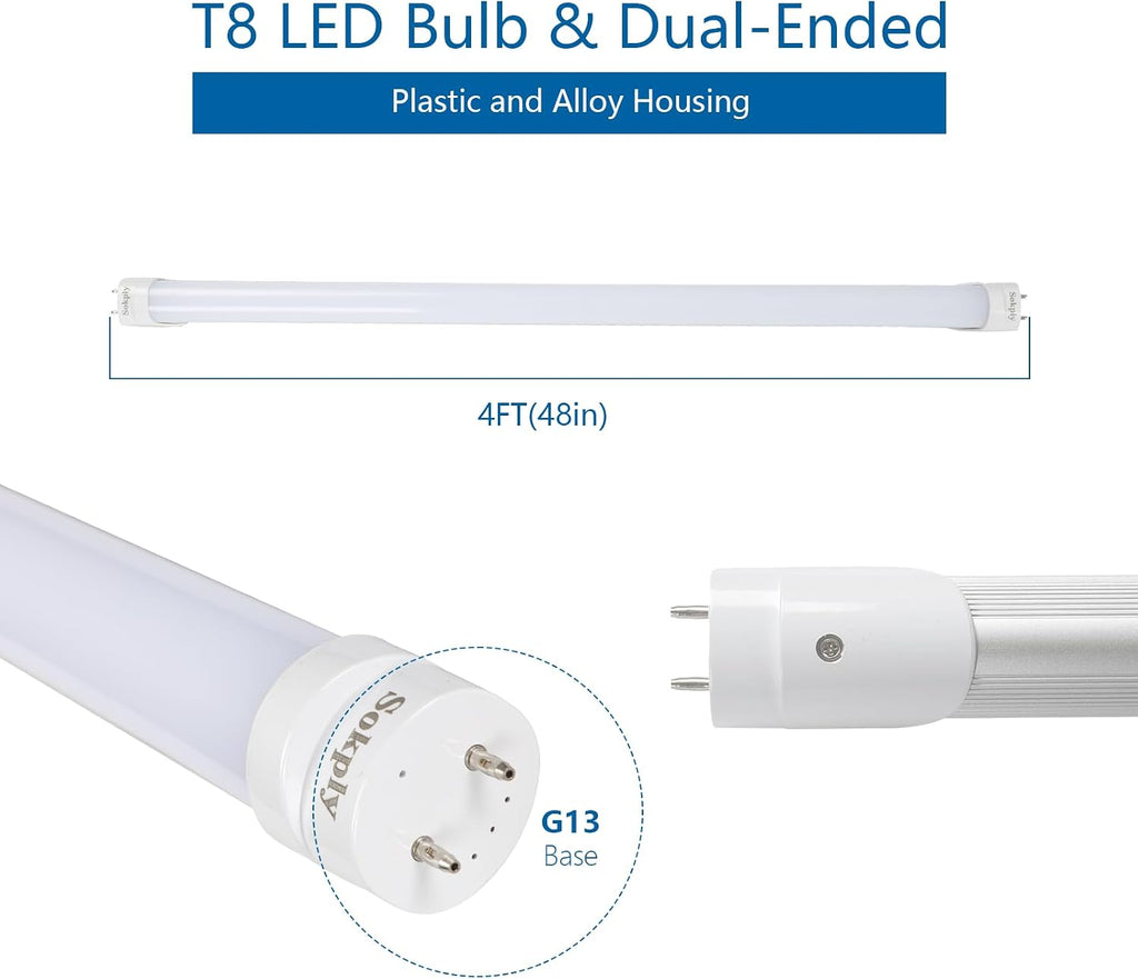T8 T12 4FT LED Bulbs Light Tube Type A+B 18W 2250LM, F32T8/F40T12 LED Fluorescent Replacement(18W=30W), 5000K