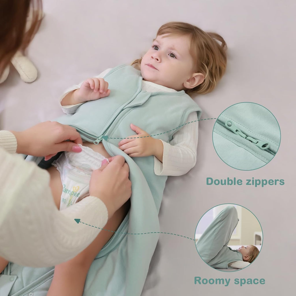Sleep Sack Baby Winter Wearable Blanket with Way Zipper,2.5 TOG Cotton Sleep Sack Unisex (Calm Sage, )