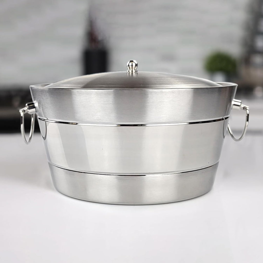 Insulated Stainless Steel Ice Bucket with Lid for Parties, 12Qt Brushed