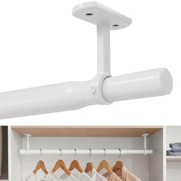 Heavy Duty Closet Rod 17-79 Inch Ceiling or Wall Mount Clothes Hanging Rod