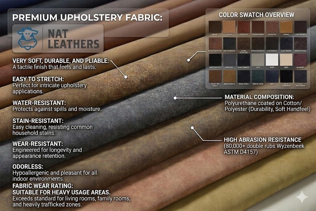 Brown Vintage Distressed Antiqued Faux Leather Fabric PU Peta Approved Vegan Leather by the Yard Synthetic Pleather