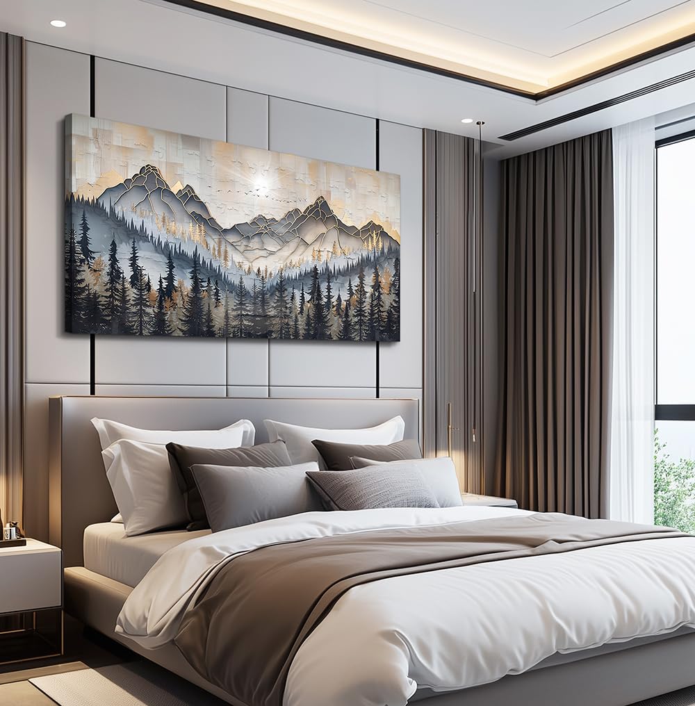 Large Wall Art Wall Decor Modern Office Dining Room Decor Abstract Ink-Wash Landscape Mountain Wall Pictures Printed