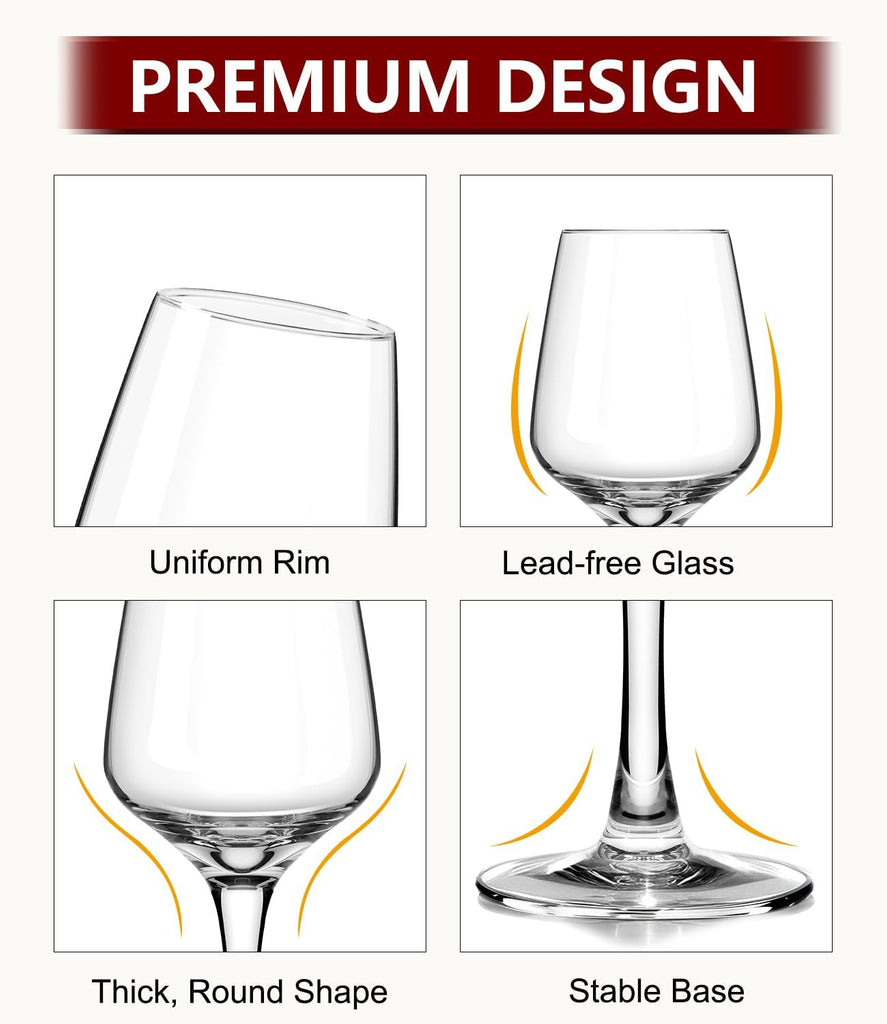 Wine Glasses Set of 8, 12oz Red or White Wine Glasses, Thick, Clear, Long Stem Wine Glasses, Perfect , Bars, Wedding