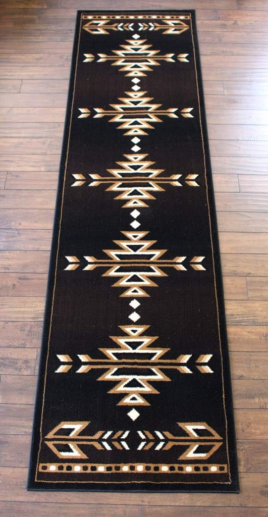 Southwest Native American Area Rug in Brown, Black, Beige & Ivory