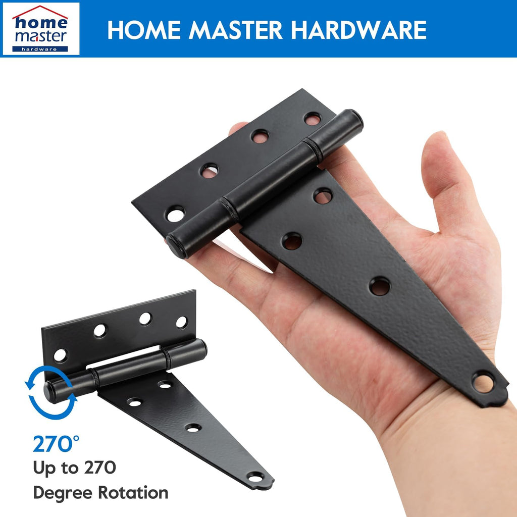 8" Heavy Duty Gate Hinges, 6 Pack T Strap Hinges
