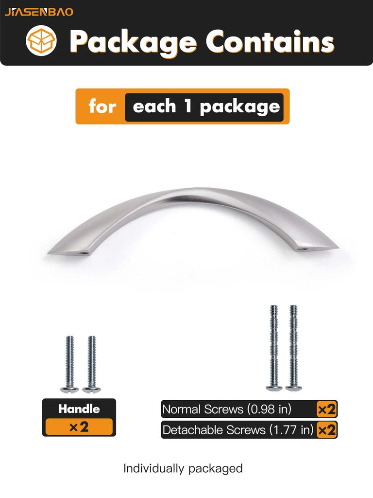 5 Pack Brushed Nickel Cabinet Pulls 3-3/4 Inch Arch Twisted Silver Handles Drawer Kitchen Cupboard Bathroom Dresser