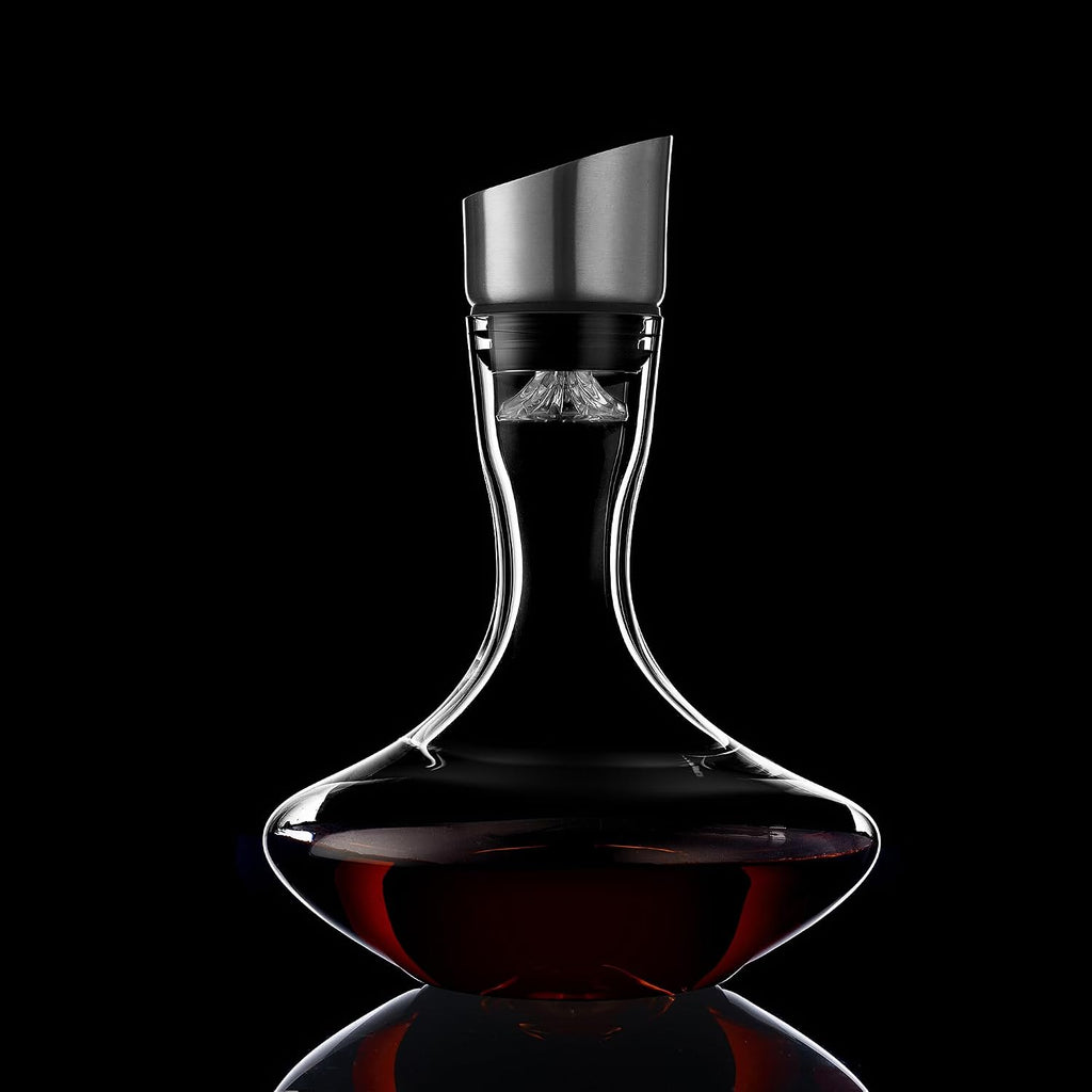Wine Decanter,Red Wine Carafe,Decanter with Built-in Aerator Pourer, 100% Hand Blown Lead-free Crystal Glass