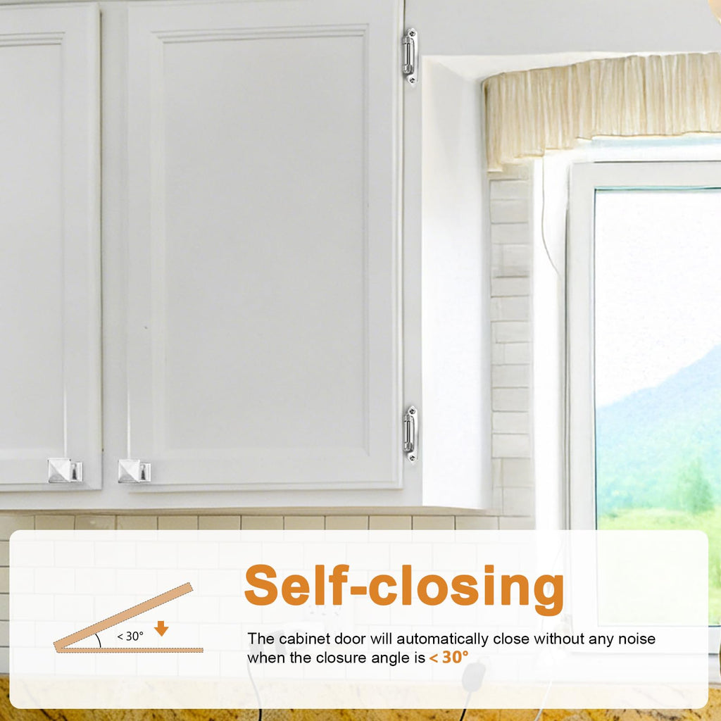 20 Pack (10 Pairs) Polished Chrome Cabinet Hinges, 1/2" Overlay (Variable) Hinges Cabinets, Decorative Self Closing