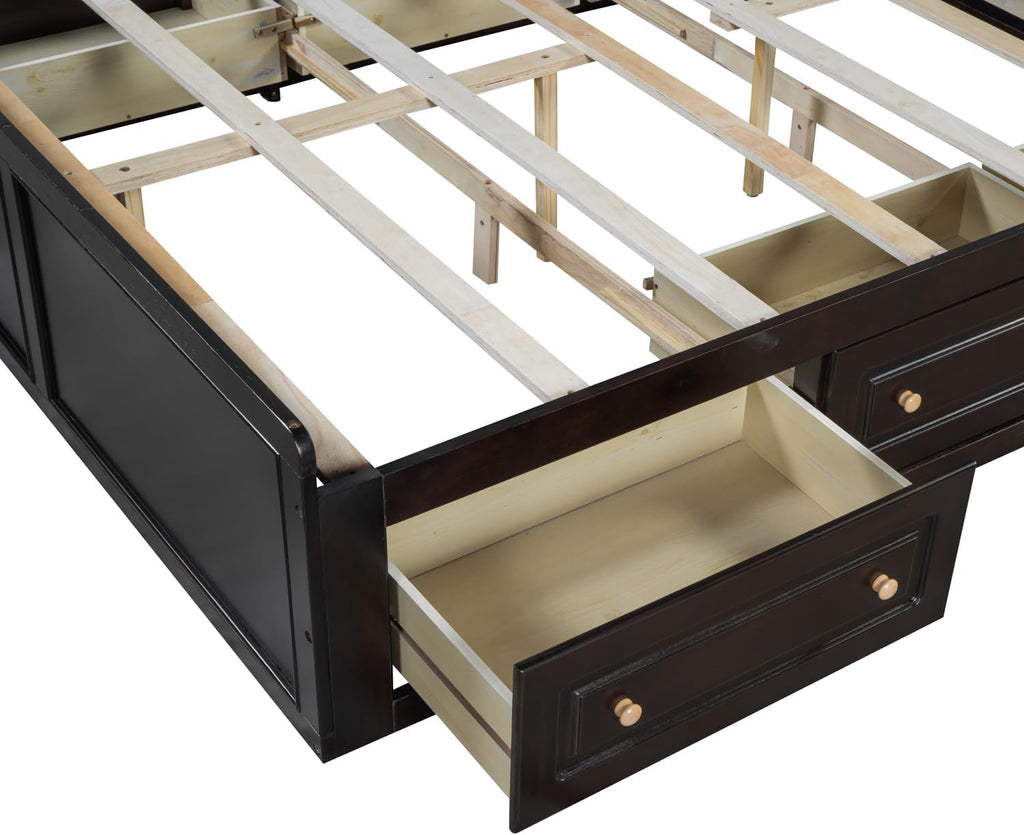 Platform Bed Frame, Wood Japanese Bedframe with Storage