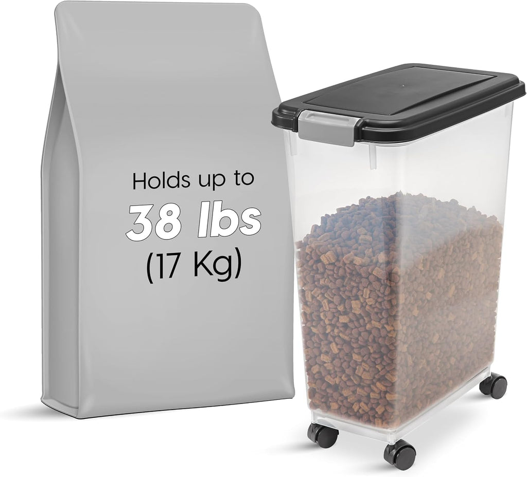 USA Dog Food Storage Container, Up to 38 lbs, Black, Made in USA