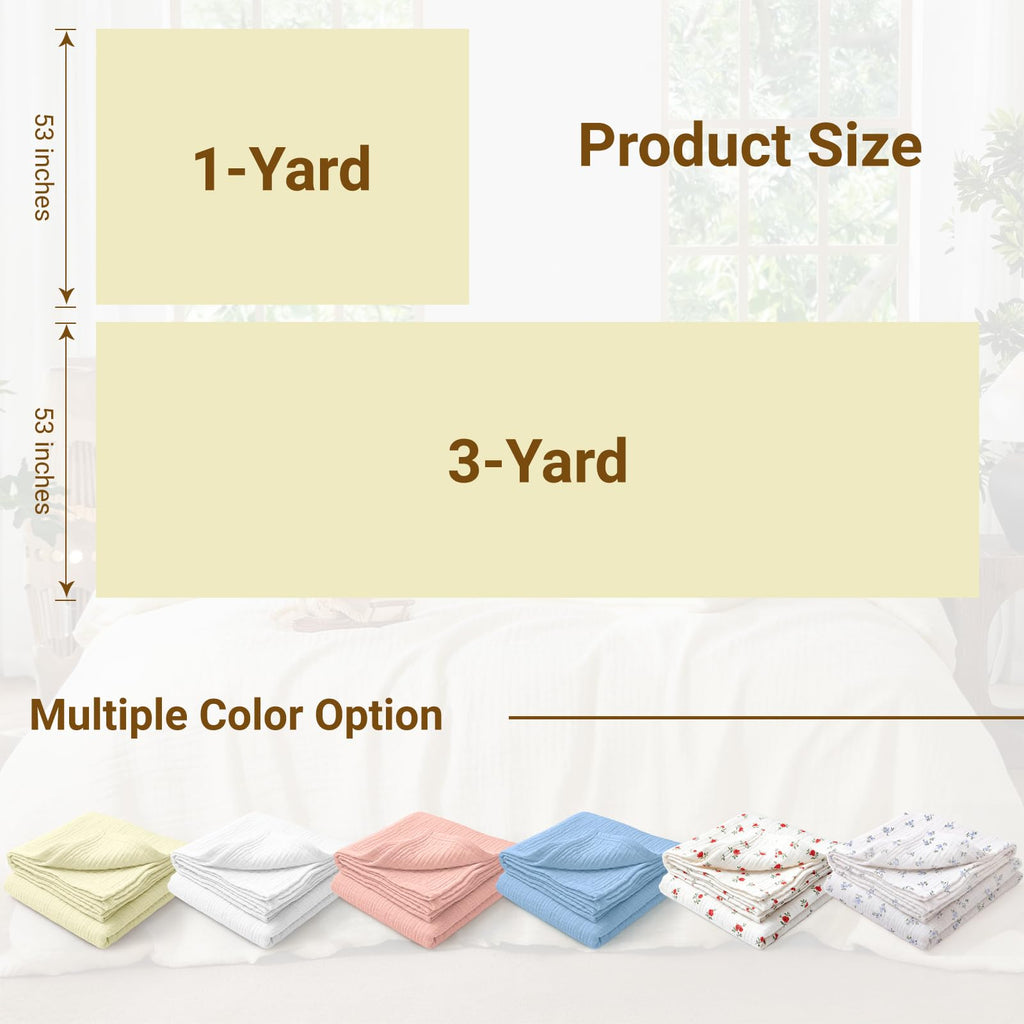 Double Gauze Cotton Fabric by the Yard, Cotton Muslin Fabric for DIY Craft & Sewing Material Like Dress, Towel