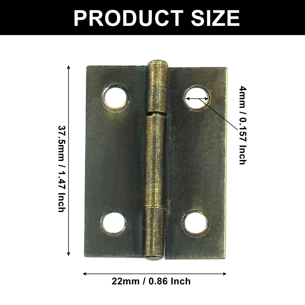 Door Hinge, 1.5 Inch, Antique Bronze, 24 Pack