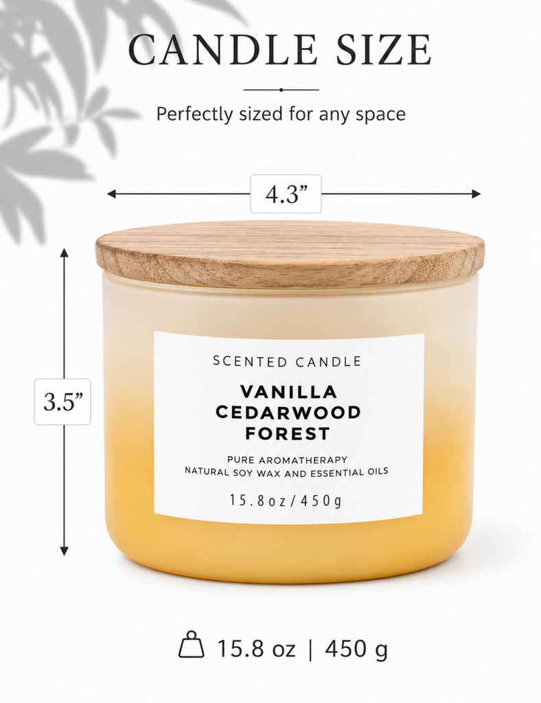 Vanilla Cedarwood Forest Scented Candle, Large 3 Wick Soy Candle, 15.8 Oz