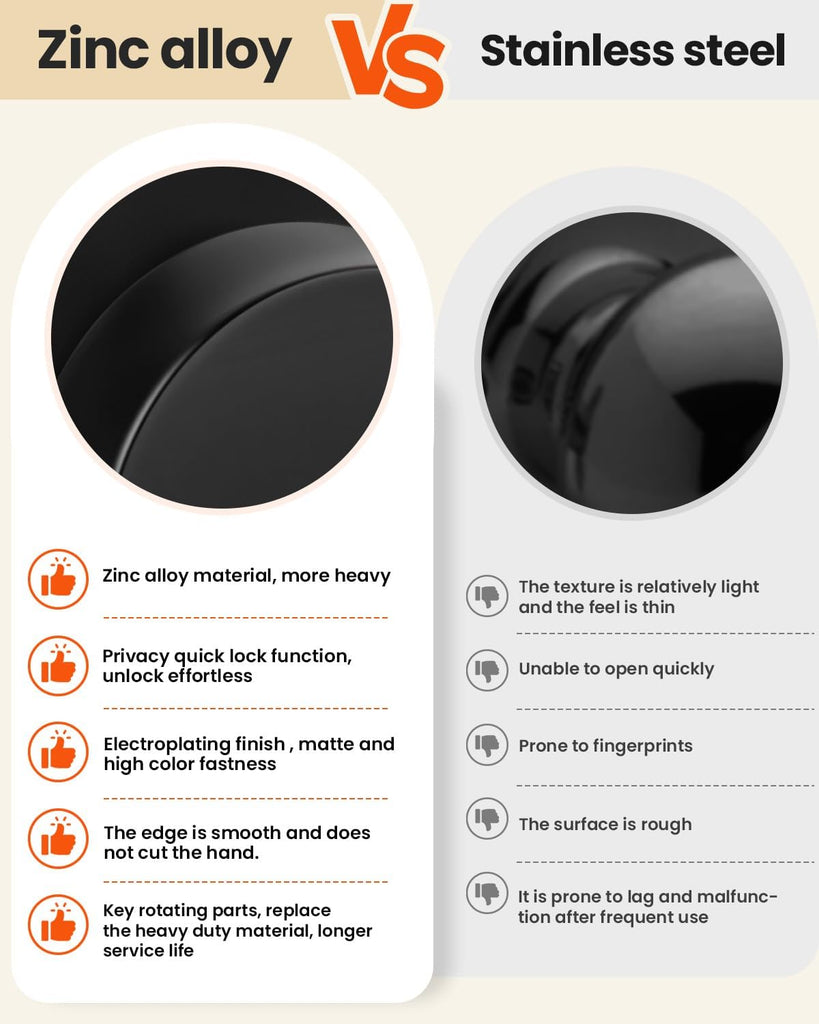 Black Entry Door Knobs with Lock and Key, Keyed Alike (2 Pack)