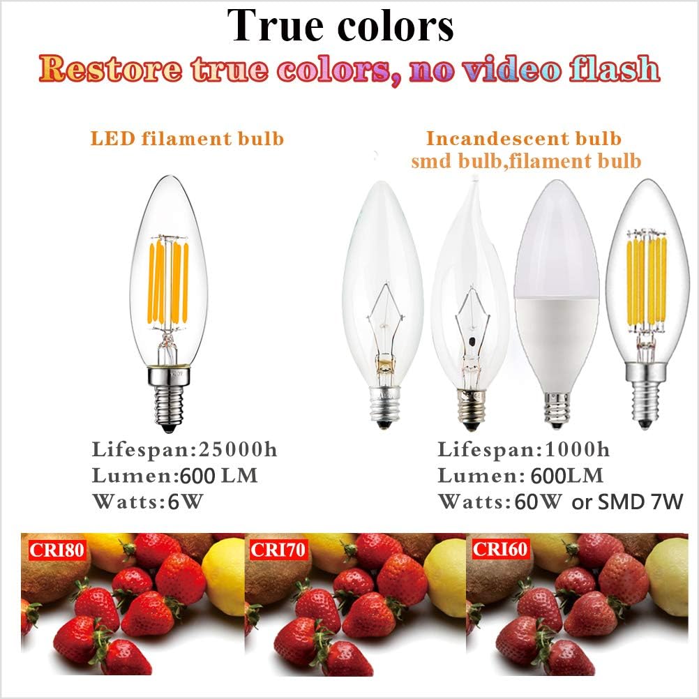 B10 Light Bulb,E12 Candelabra Bulb 60 watt,Dimmable,2700K Clear