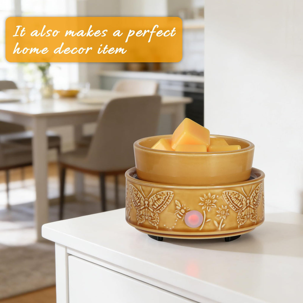 3-in-1 Wax Melt Warmer for Scented Wax, Butterfly Ceramic Wax Warmer