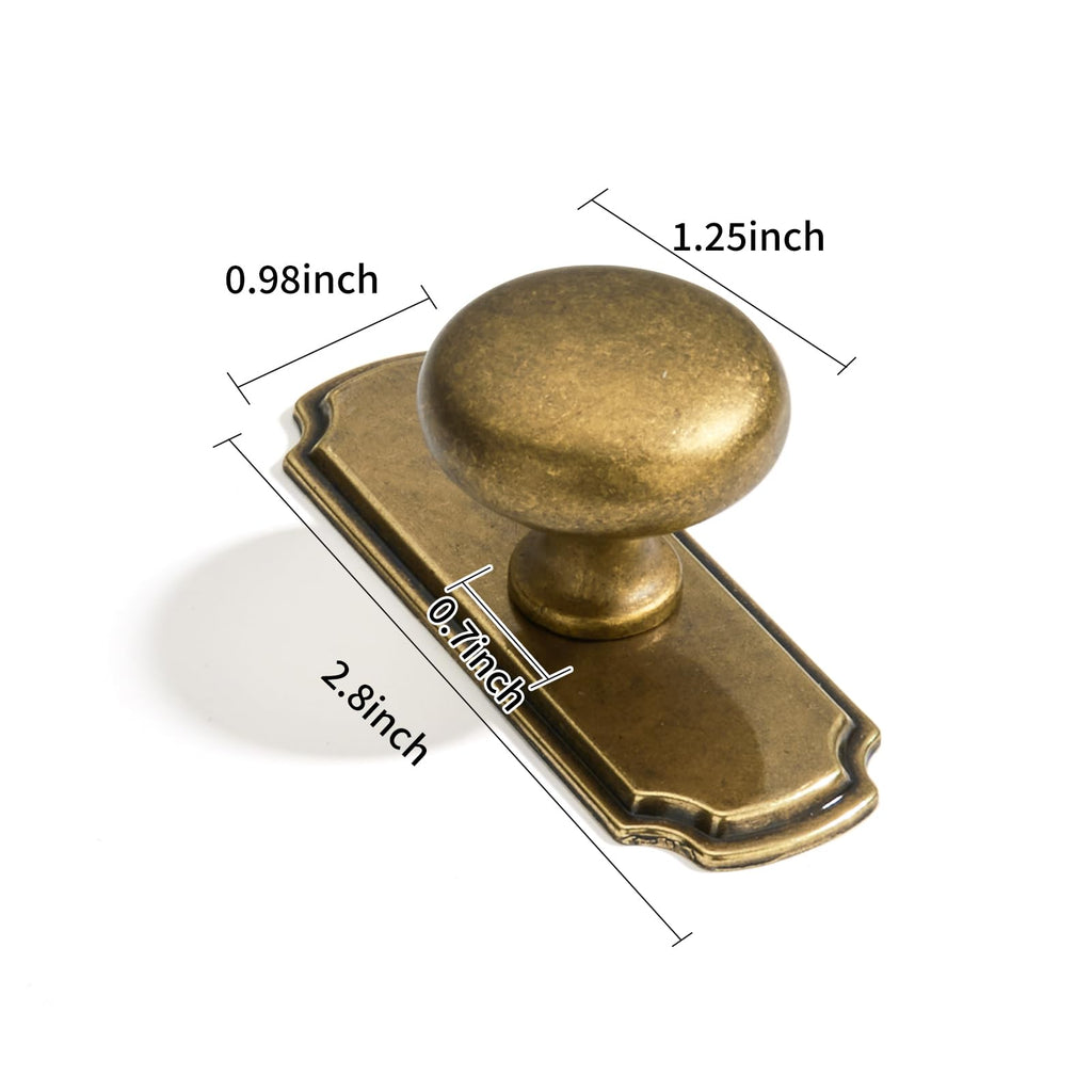 2 Pack 1-1/4Inch(32mm) Antique Brass Cabinet knobs with Backplate