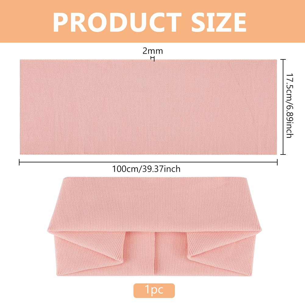 39x6.7 Inch Knitted Rib Fabric, Pink Rib Cuff Fabric, Polyester Ribbing Fabric for Waistband Neckband Cuffs Jacket