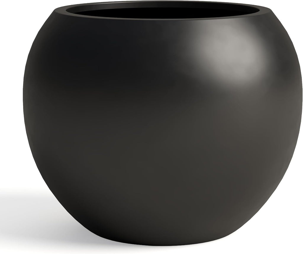 Premium Mt Sherman Fiberstone Sphere Planter for Indoor Outdoor Use, Round Pot for Olive Tree, Lightweight, Smooth