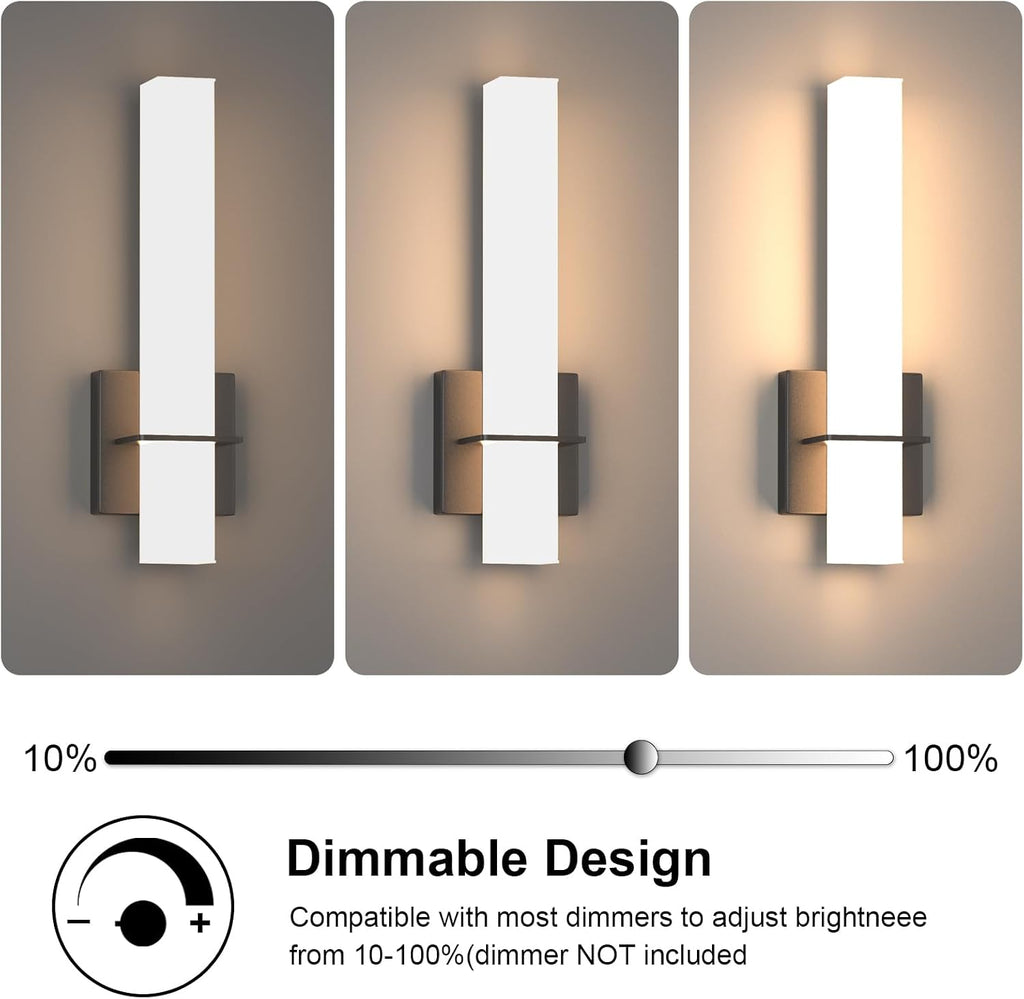 15.7inches Modern Led Wall Sconces,18W 3000K 1200Lumen Bathroom Vanity Wall Lights with White Acrylic