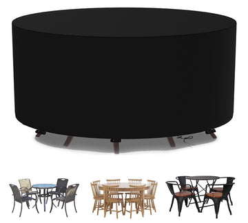 Outdoor Furniture Covers - Waterproof & Wind/Dust Proof for 120" Dia x 30" H Round Table & Chairs