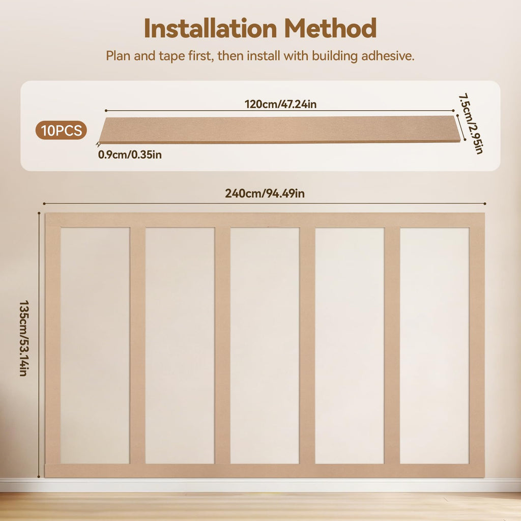 Premade Board and Batten Wall Panel Kit, Wainscoting Panels