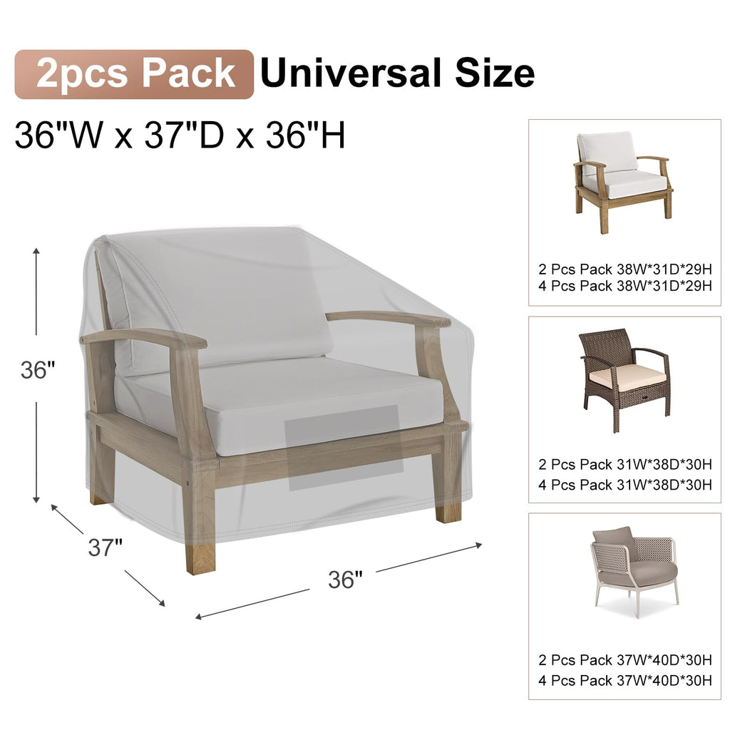 Waterproof, Lounge Deep Seat Cover, Heavy Duty Outdoor Lawn Patio Furniture Covers (36" W x 37" D x 36" H - 2 Pack)