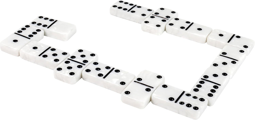 Dominos Set for Adults, Double 6 Domino Set, 28 Jumbo Marbleized White Tiles, Dominoes Set for Adults and Kids