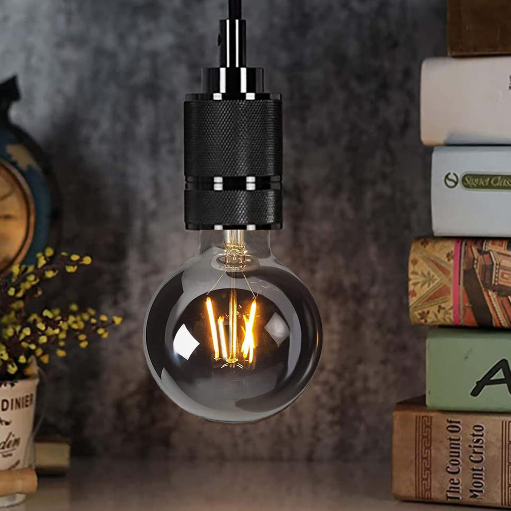 G95 G30 Decorative Light Bulb 4W 120V Globe LED Bulbs Warm White 2200K Smoke Grey Glass Edison Filament Bulbs E26/E27