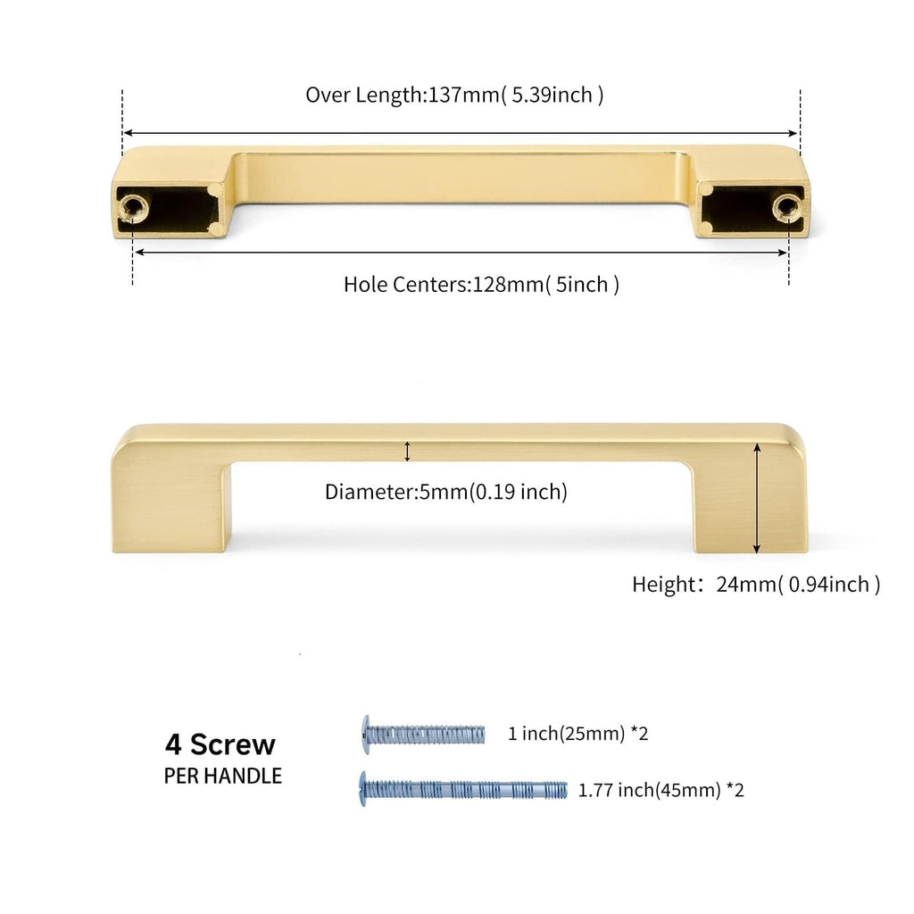Brushed Gold Cabinet Pulls 5 Inch Gold Cabinet Handles 10 Pack