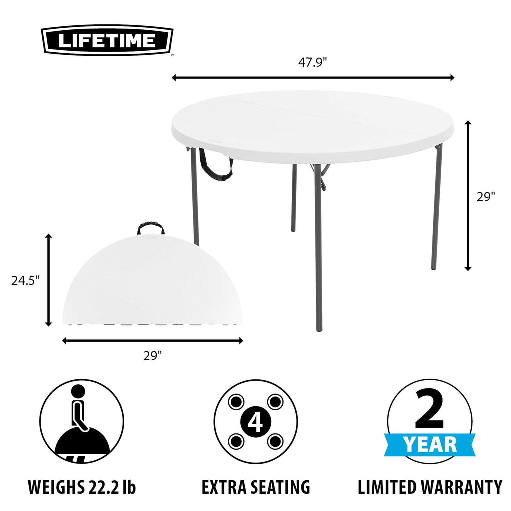 Light Commercial Fold-in-Half Round Table, 4-Foot