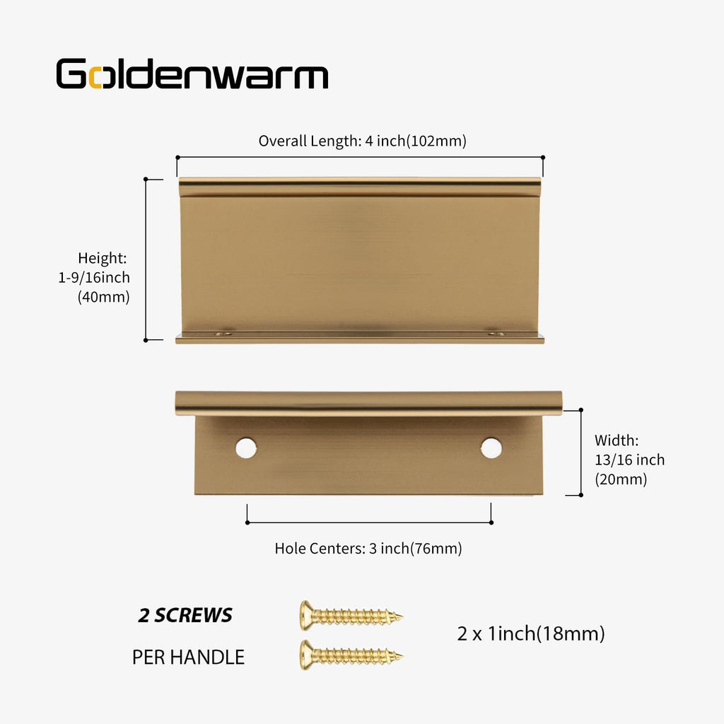 10 Pack 3in Champagne Bronze Finger Edge Pulls for Cabinet