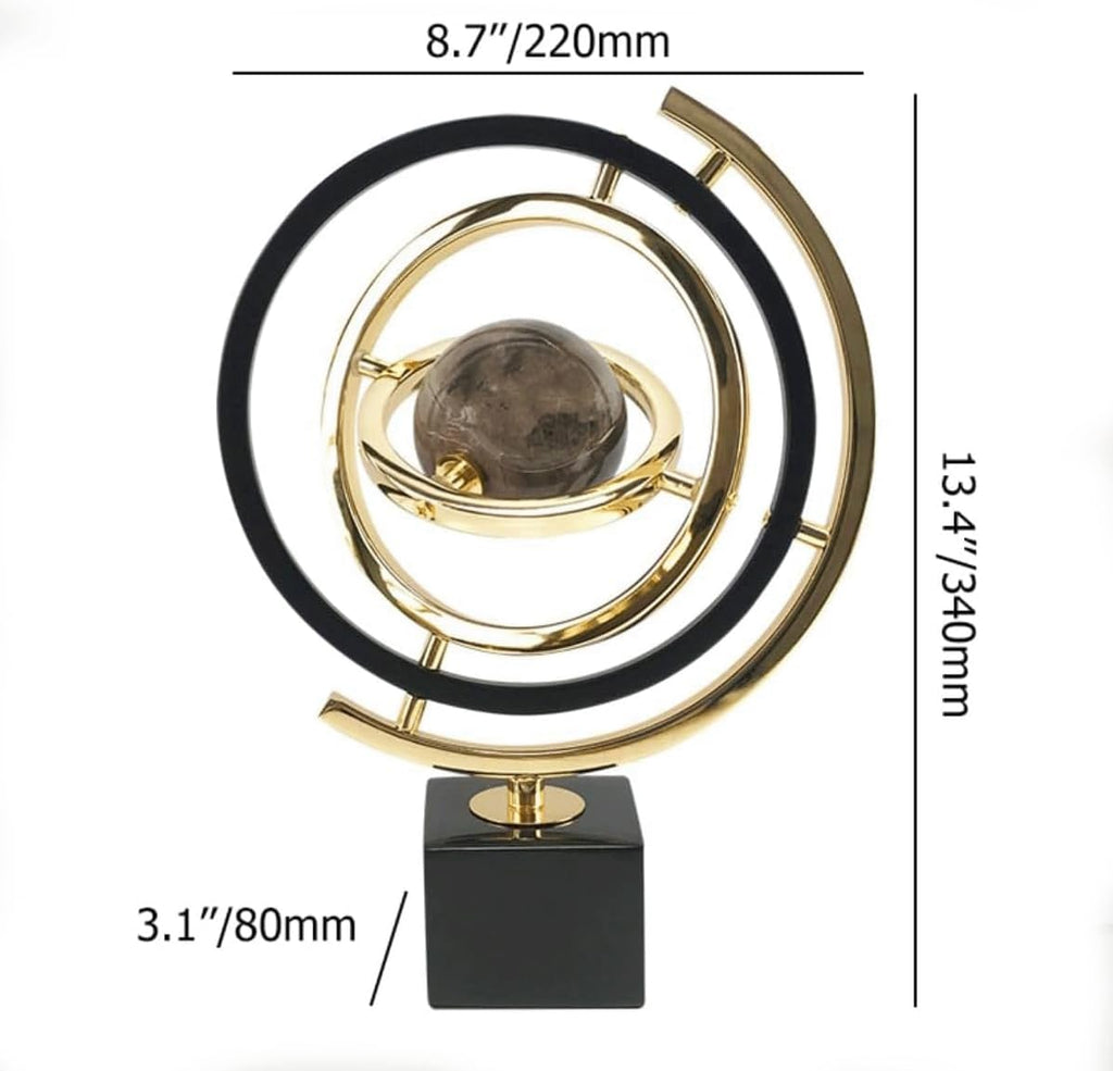 Abstract Metal Globe Sculpture Decor, Modern Black and Gold - Set of 20