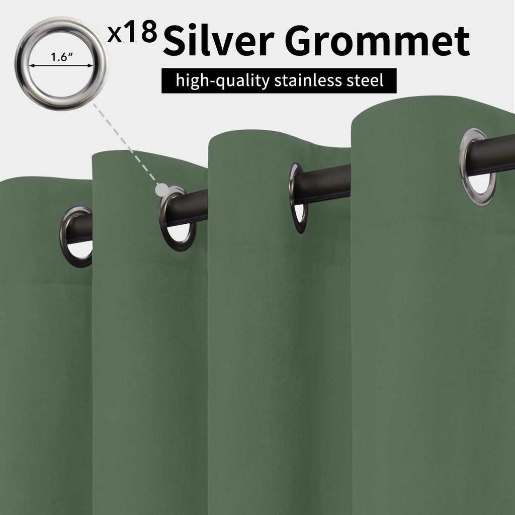 Outdoor Curtains 1 Panel, 150x84 inch, Sage Green