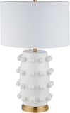 25.5'' Modern 1-Light Ceramic Table Lamp with Spherical Orbs on Lamp Body with White Fabric Drum Sha