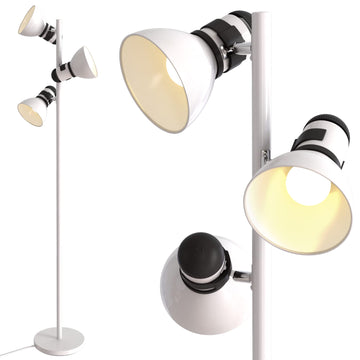 3 Light Floor Lamp Adjustable Standing Lamp, 60W Bright Spotlight Lighting - Rotating Swivel Corner Light for