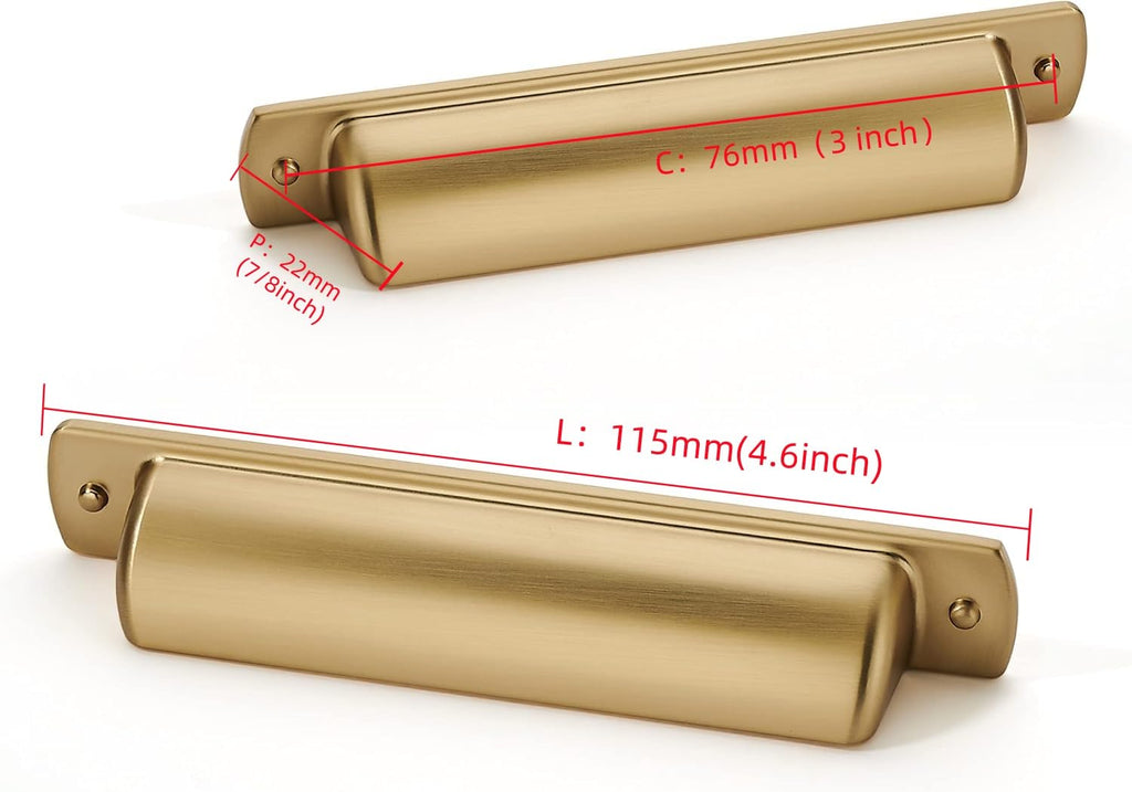 2 Pack 3" Drawer Pulls Champagne Bronze Cabinet Cup Pulls Kitchen Hardware Cabinet Handles Drawer Handles Knobs 3