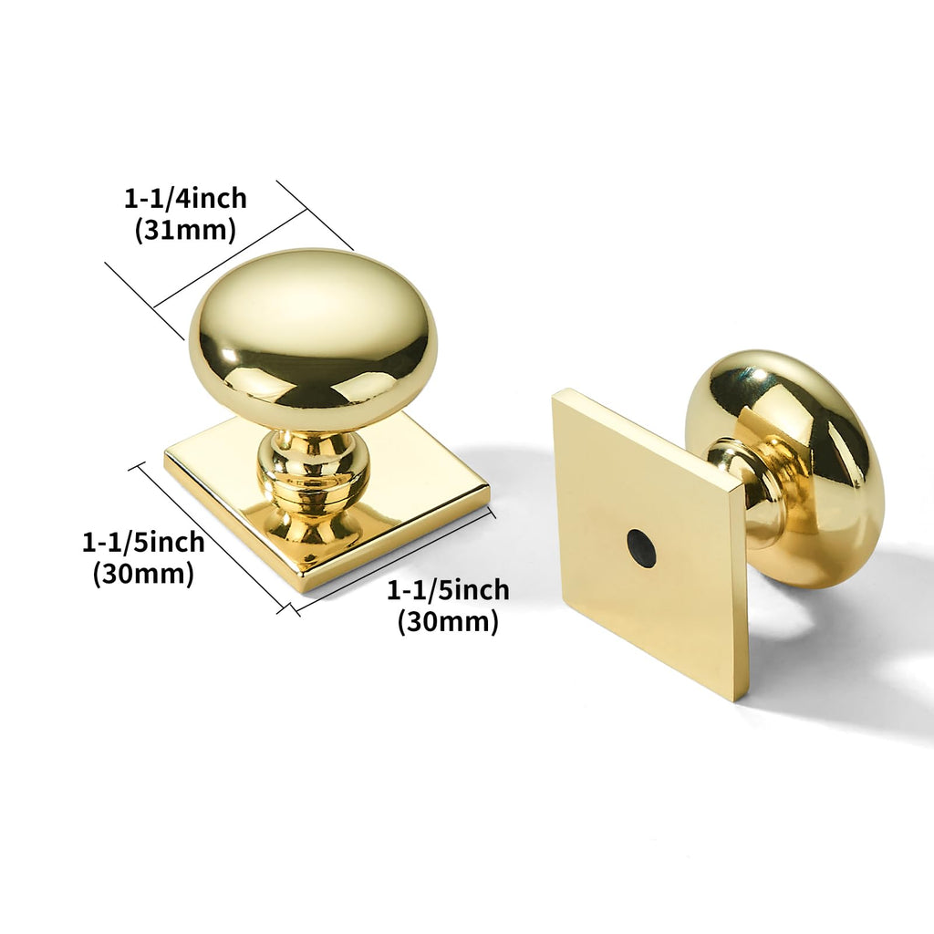 10 Pack 1-1/4 inch Backplate for Cabinet Knobs Polished Brass Drawer Hardware Vintage Aged Knobs with Backplate