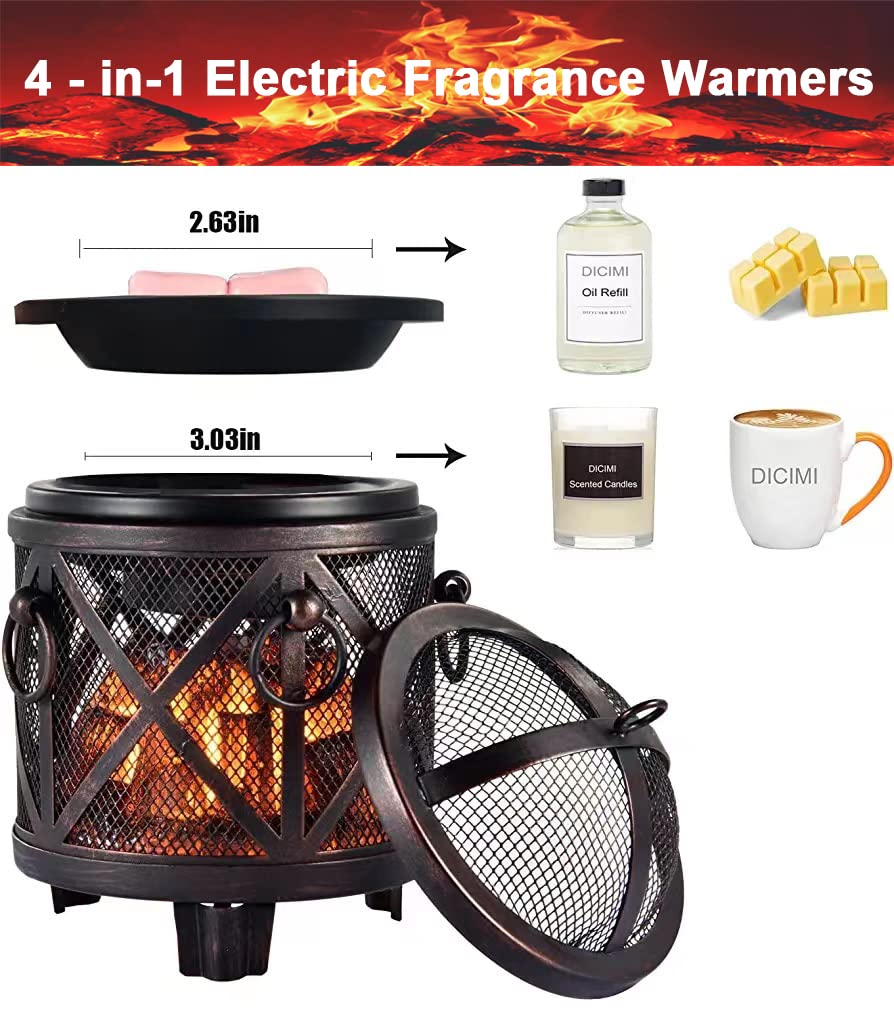 Wax Melt Warmer, 4-in-1 Electric Wax Melter, Oil Burner, Fireplace Wax Warmers, Bedroom Aromatherapy Present and